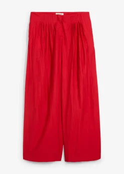 Pantalón palazzo de mezcla de viscosa arrugada con estructura