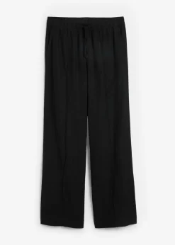 Pantalón palazzo de mezcla ligera de viscosa y lino
