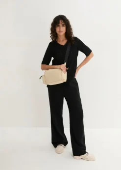 Pantalón palazzo de mezcla ligera de viscosa y lino