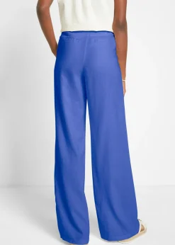 Pantalón palazzo de mezcla ligera de viscosa y lino