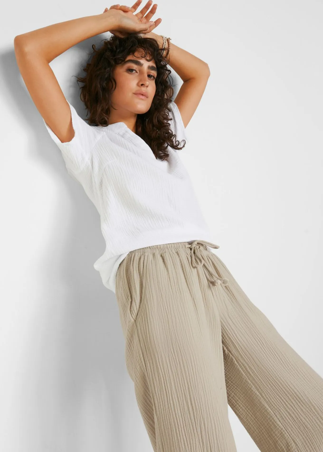 Pantalón palazzo de muselina
