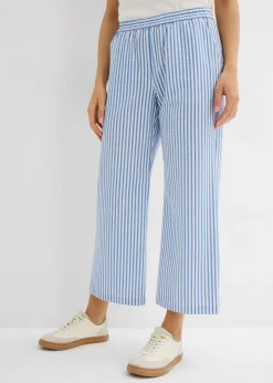 Pantalón palazzo estilo milrayas, largo 7/8