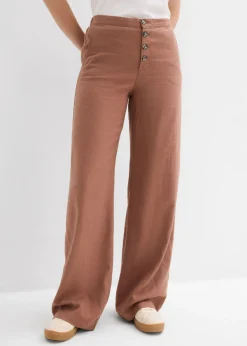 Pantalón palazzo largo con lino