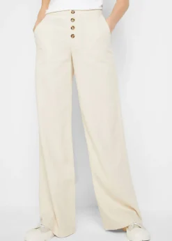 Pantalón palazzo largo con lino