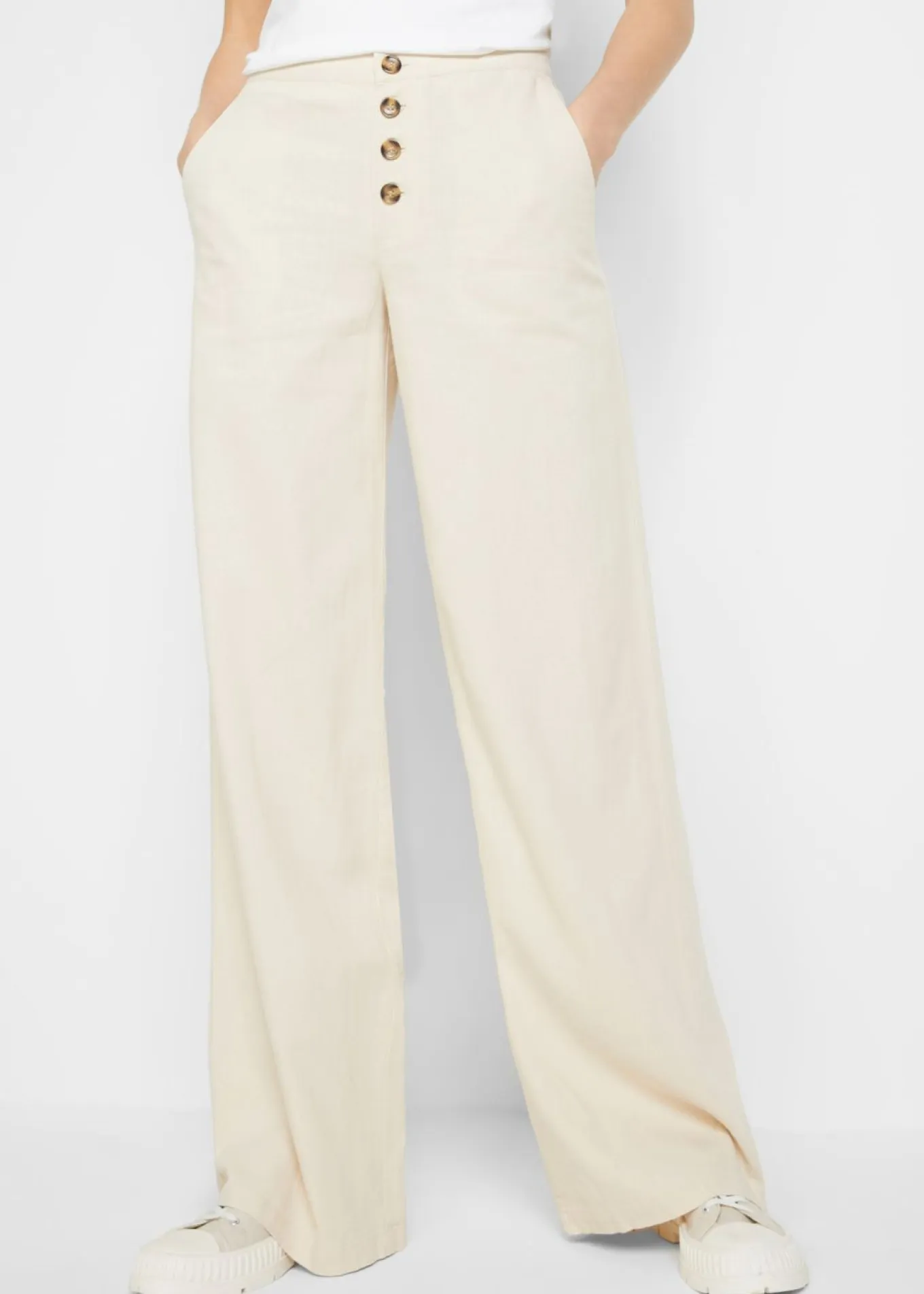 Pantalón palazzo largo con lino