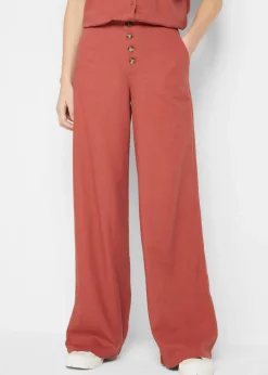 Pantalón palazzo largo con lino
