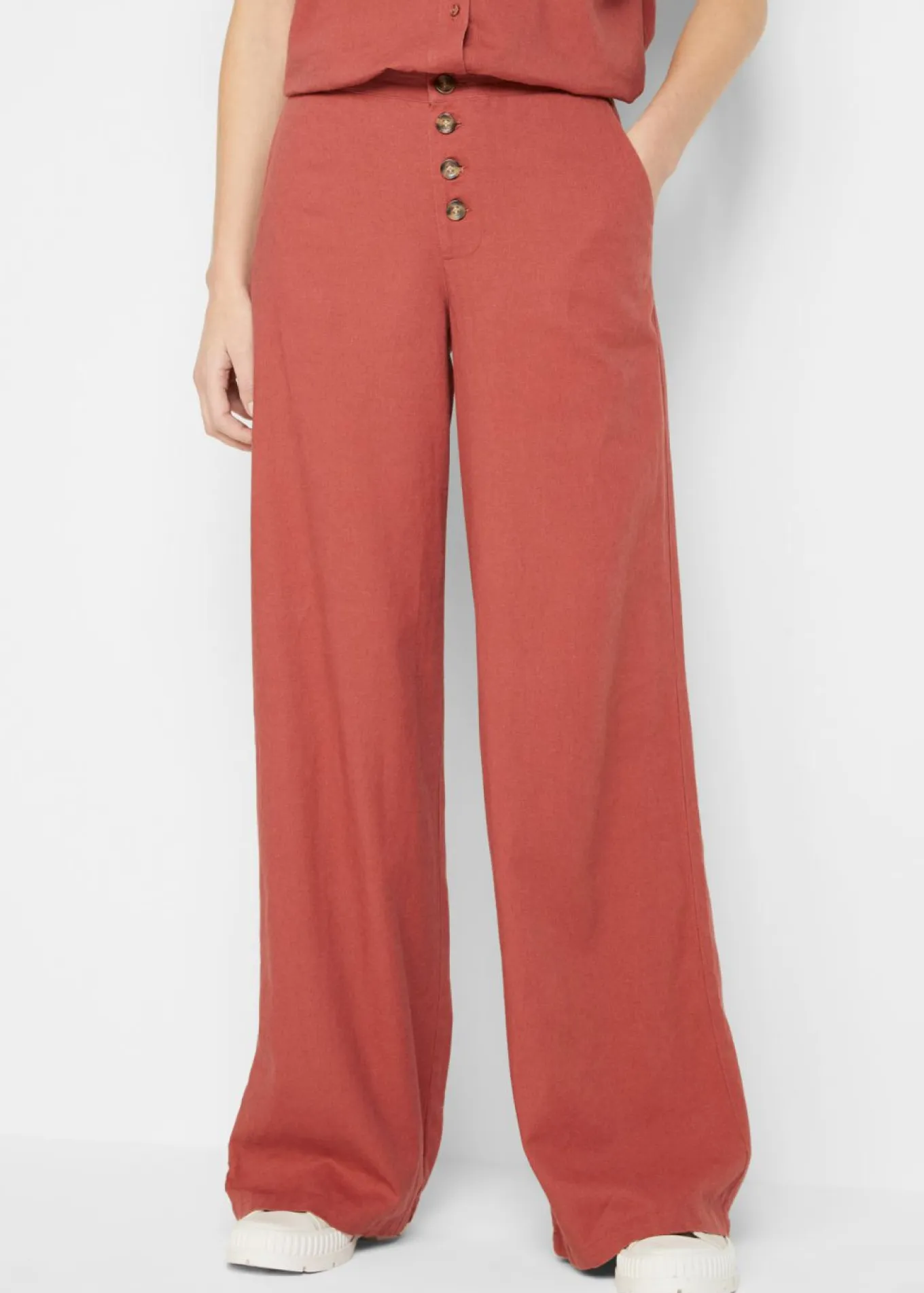 Pantalón palazzo largo con lino