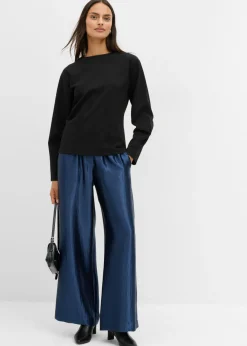 Pantalón palazzo satinado con cinturilla cómoda