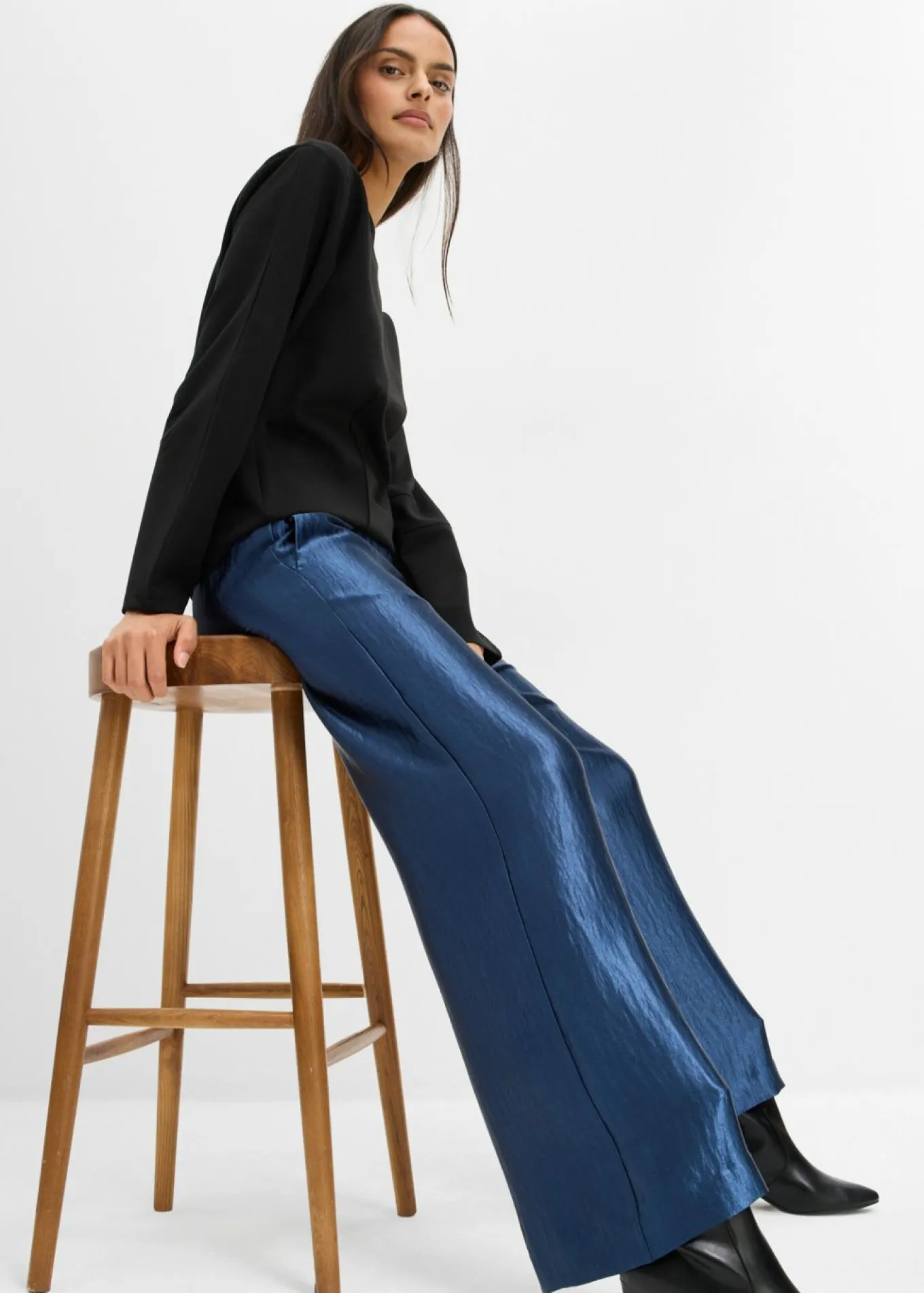 Pantalón palazzo satinado con cinturilla cómoda