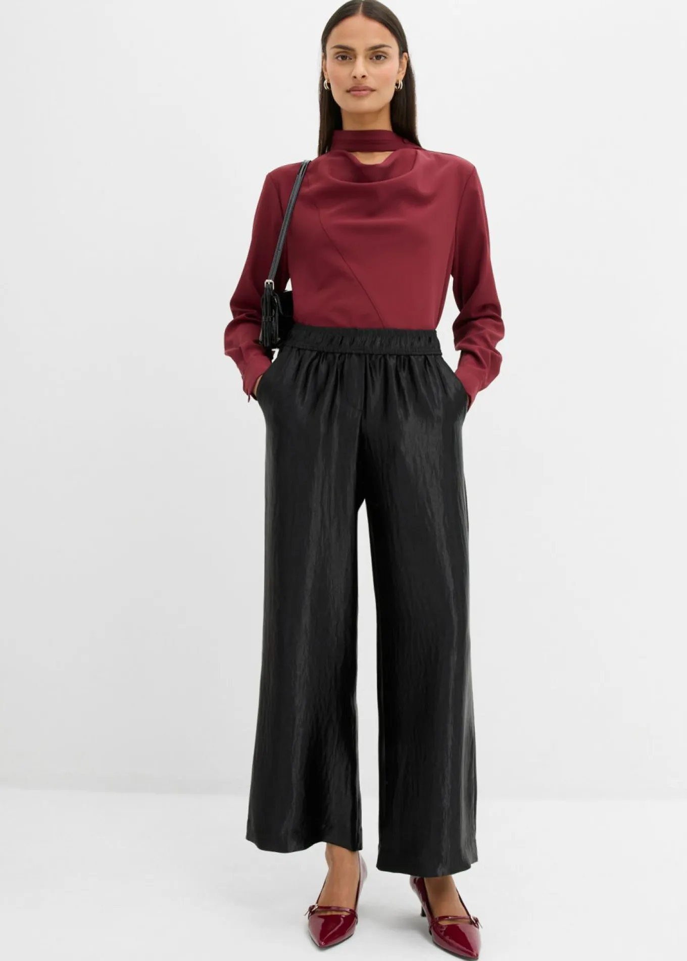 Pantalón palazzo satinado con cinturilla cómoda