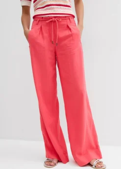 Pantalón paperbag de ligera mezcla de lino