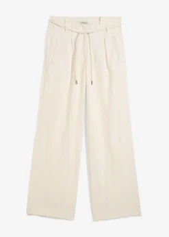 Pantalón paperbag de ligera mezcla de lino
