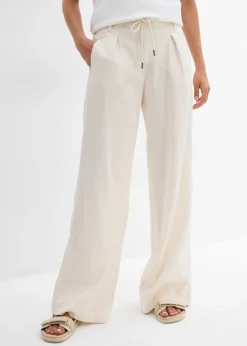 Pantalón paperbag de ligera mezcla de lino