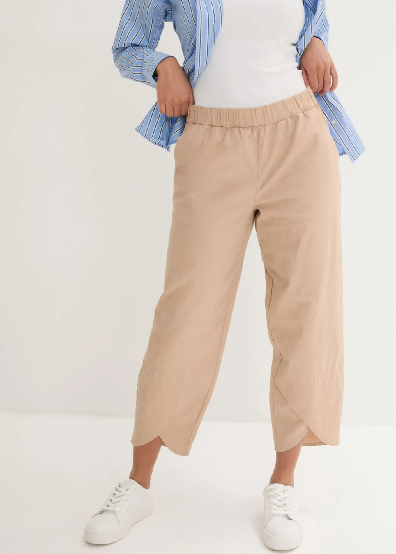 Pantalón pirata de mezcla de lino ligero