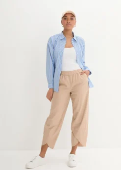 Pantalón pirata de mezcla de lino ligero