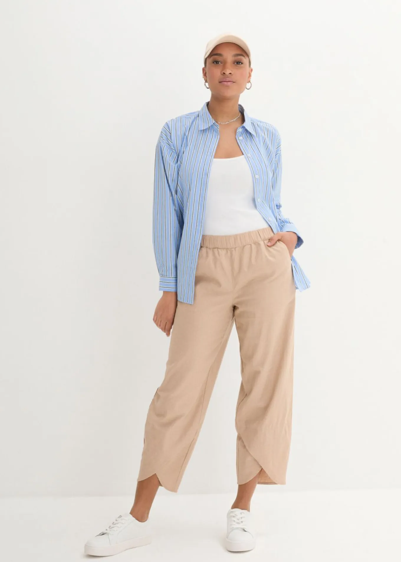 Pantalón pirata de mezcla de lino ligero