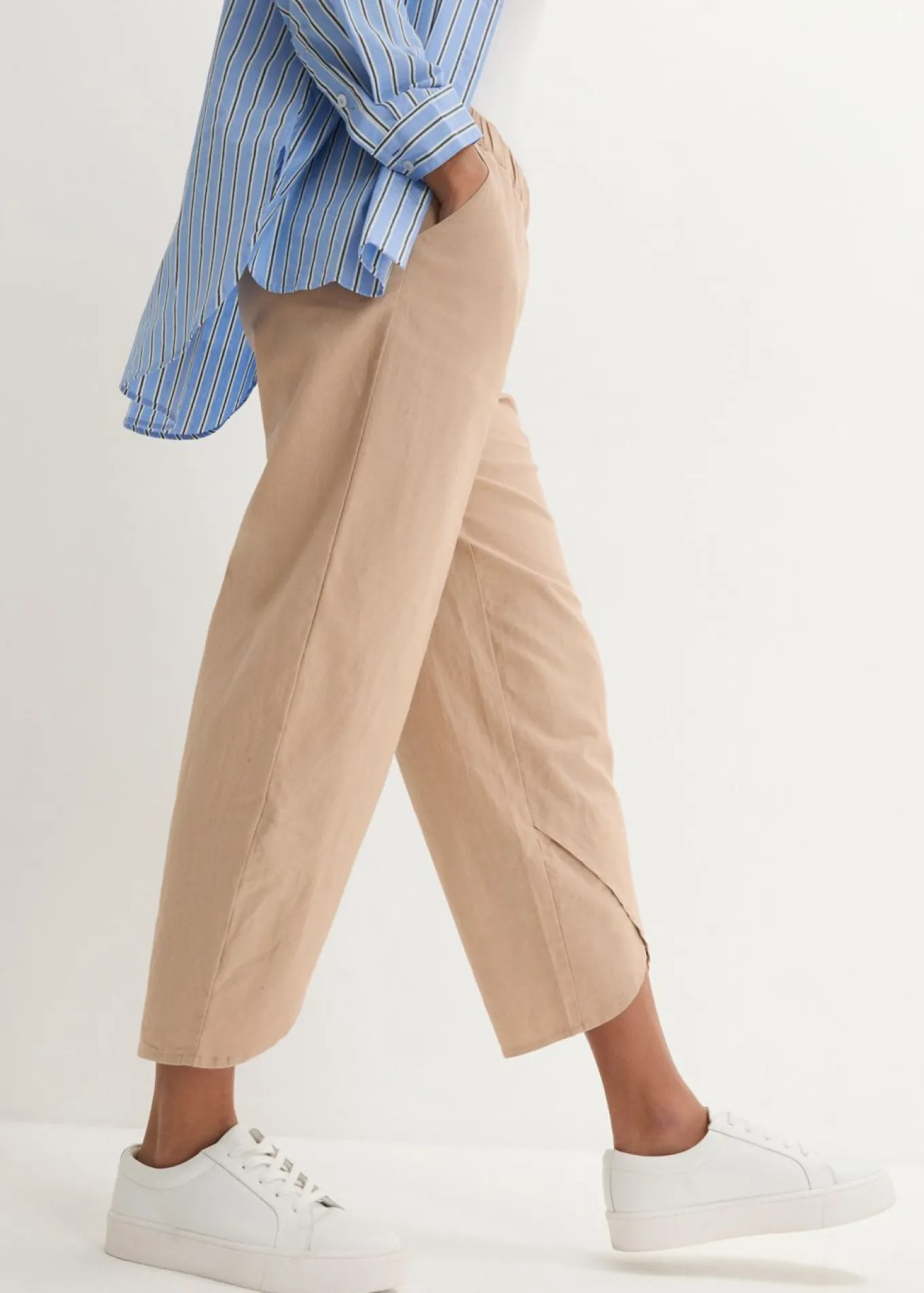 Pantalón pirata de mezcla de lino ligero