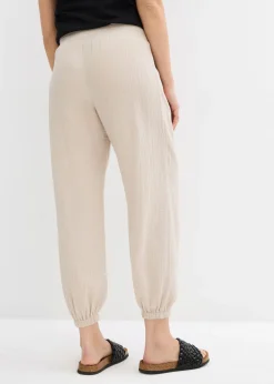 Pantalón premamá 2 en 1 de muselina pura de algodón para durante y después del embarazo