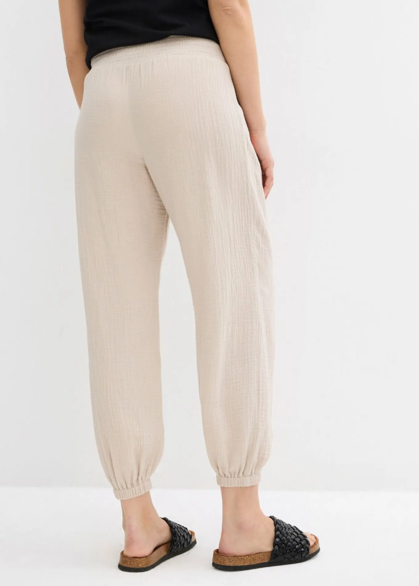 Pantalón premamá 2 en 1 de muselina pura de algodón para durante y después del embarazo
