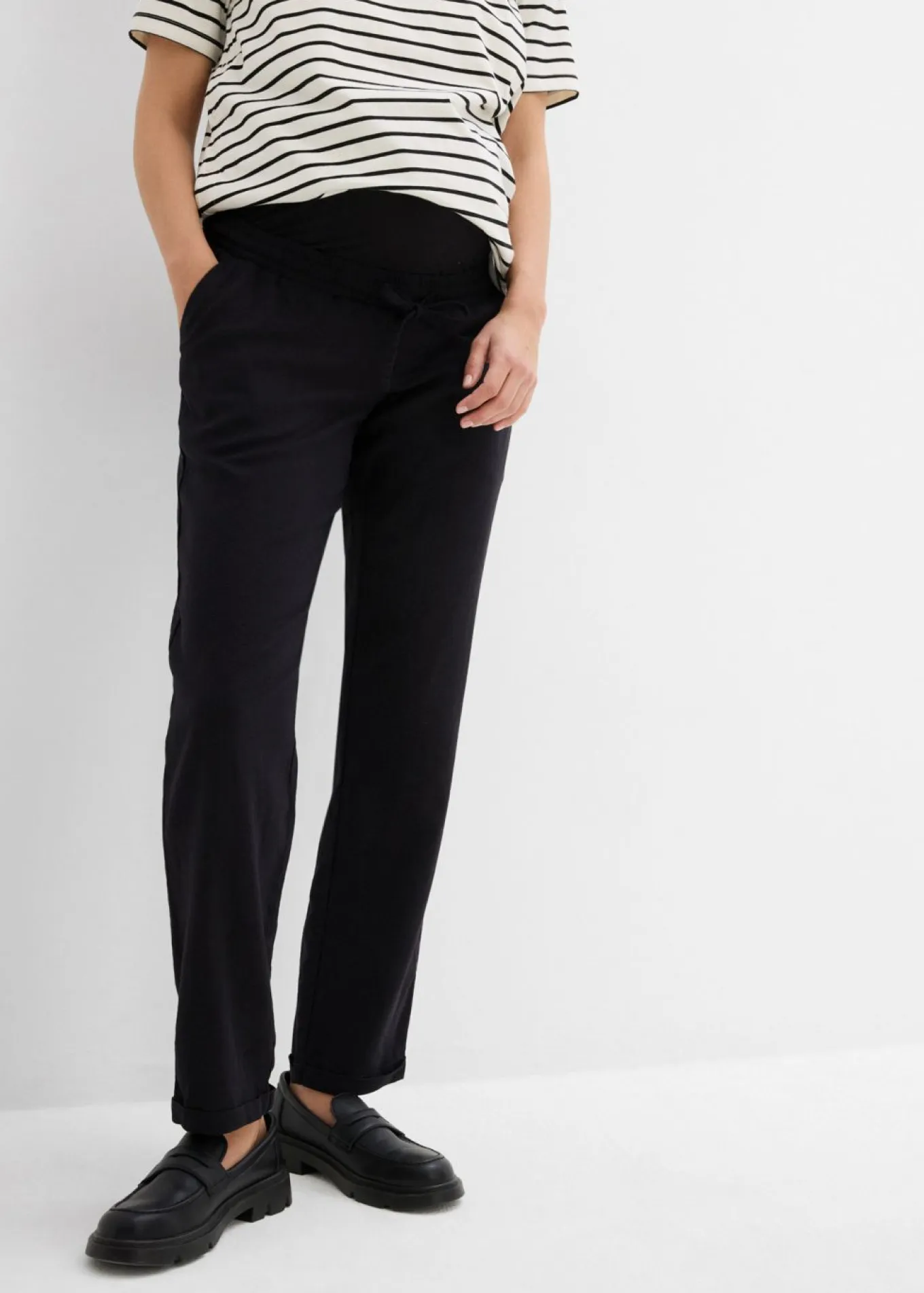 Pantalón premamá de lino con pernera recta
