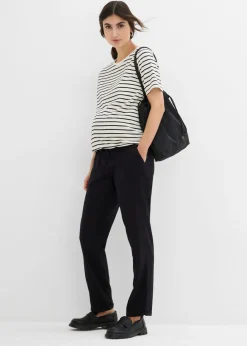 Pantalón premamá de lino con pernera recta