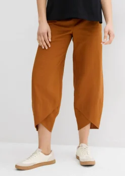 Pantalón premamá de lino y algodón con banda abdominal