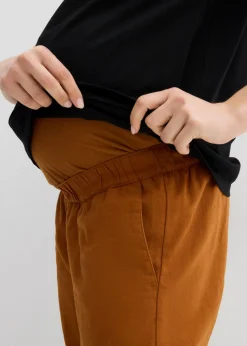 Pantalón premamá de lino y algodón con banda abdominal