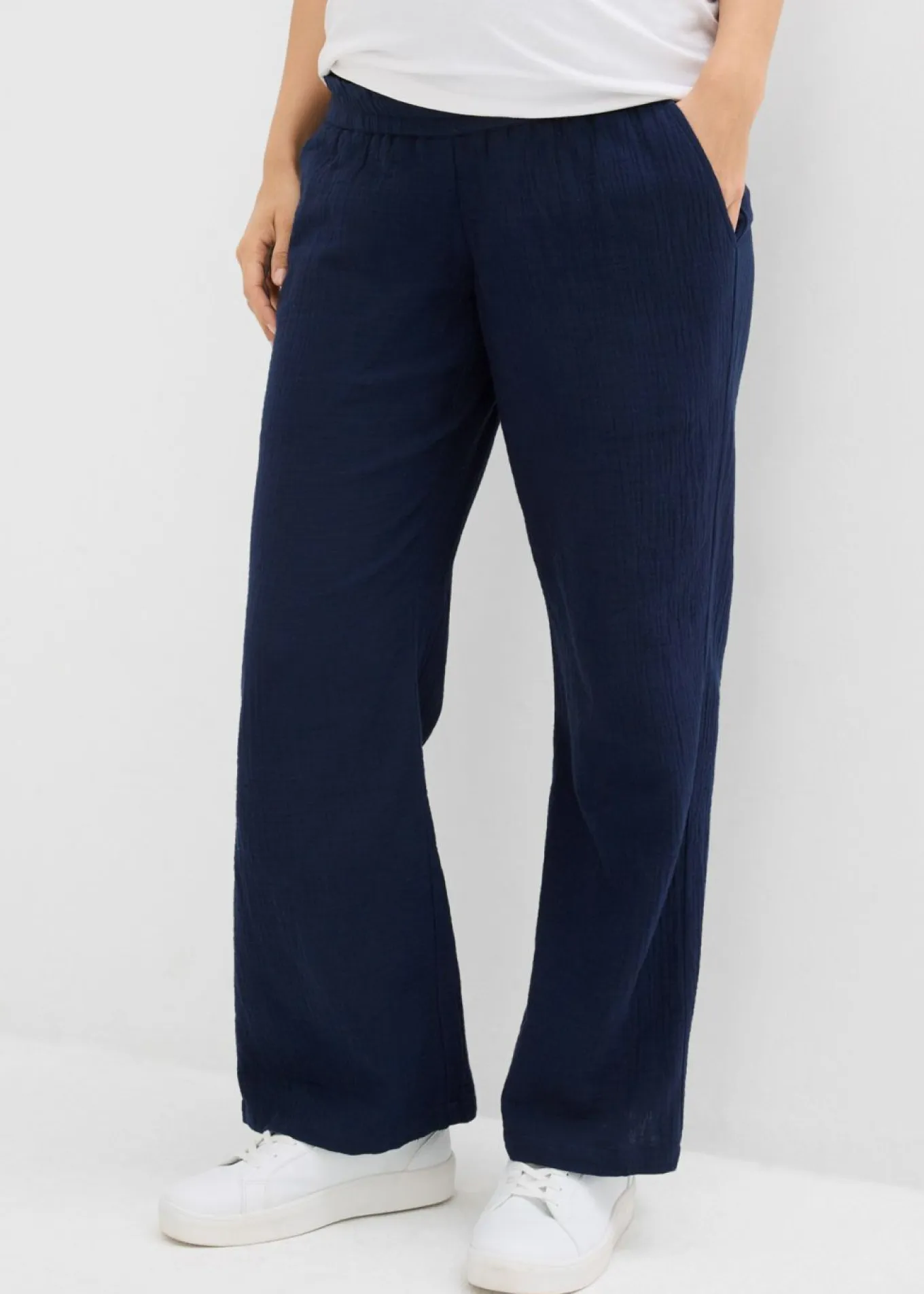 Pantalón premamá de muselina de algodón puro con corte holgado