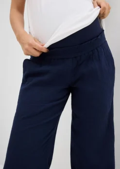 Pantalón premamá de muselina de algodón puro con corte holgado