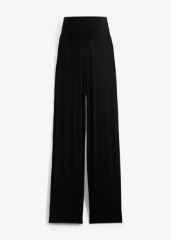Pantalón premamá de punto con cintura de nido de abeja y perneras rectas