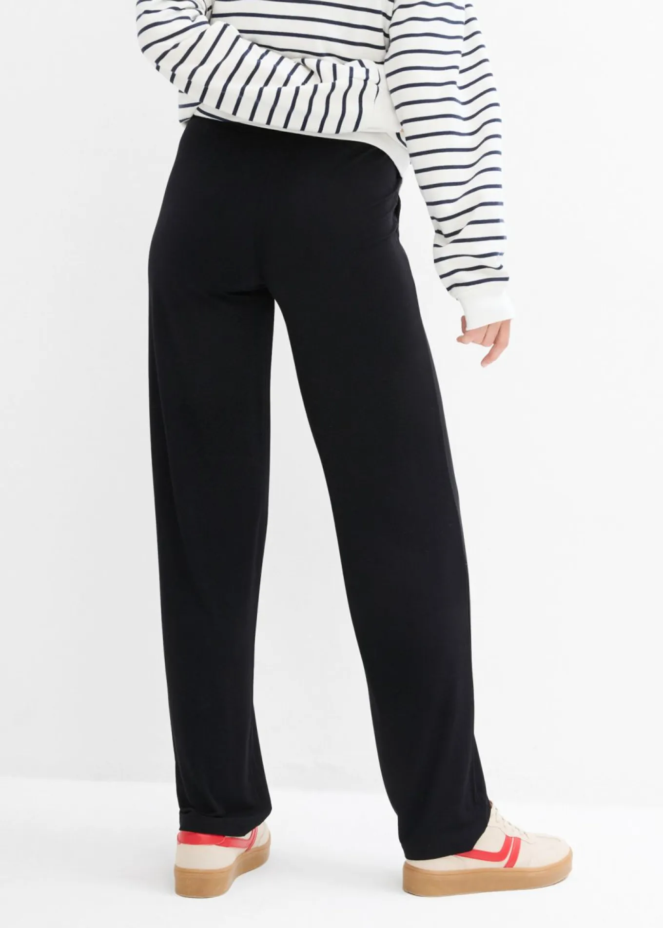 Pantalón premamá de punto con cintura de nido de abeja y perneras rectas