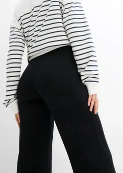 Pantalón premamá de punto con cintura de nido de abeja y perneras rectas