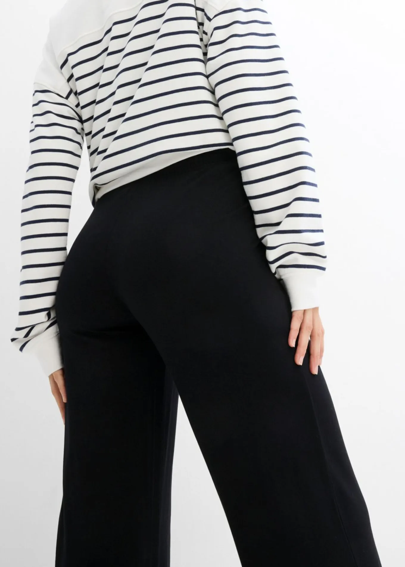 Pantalón premamá de punto con cintura de nido de abeja y perneras rectas