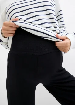 Pantalón premamá de punto con cintura de nido de abeja y perneras rectas