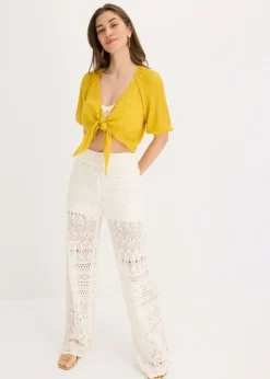 Pantalón sin cierre con patrón de punto calado