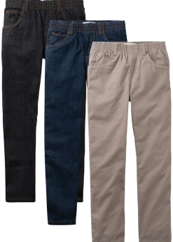 Pantalón sin cierre de algodón puro regular fit, straight (3 unidades)