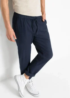 Pantalón sin cierre de mezcla de lino ligero con corte regular y forma recta
