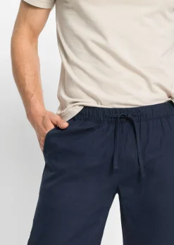 Pantalón sin cierre de mezcla de lino ligero con corte regular y forma recta