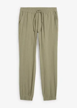 Pantalón sin cierre de muselina con corte regular y tapered