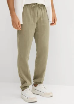 Pantalón sin cierre de muselina con corte regular y tapered