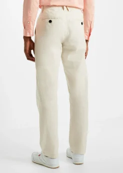 Pantalón sin cierre straight, relaxed fit, de mezcla de lino ligera