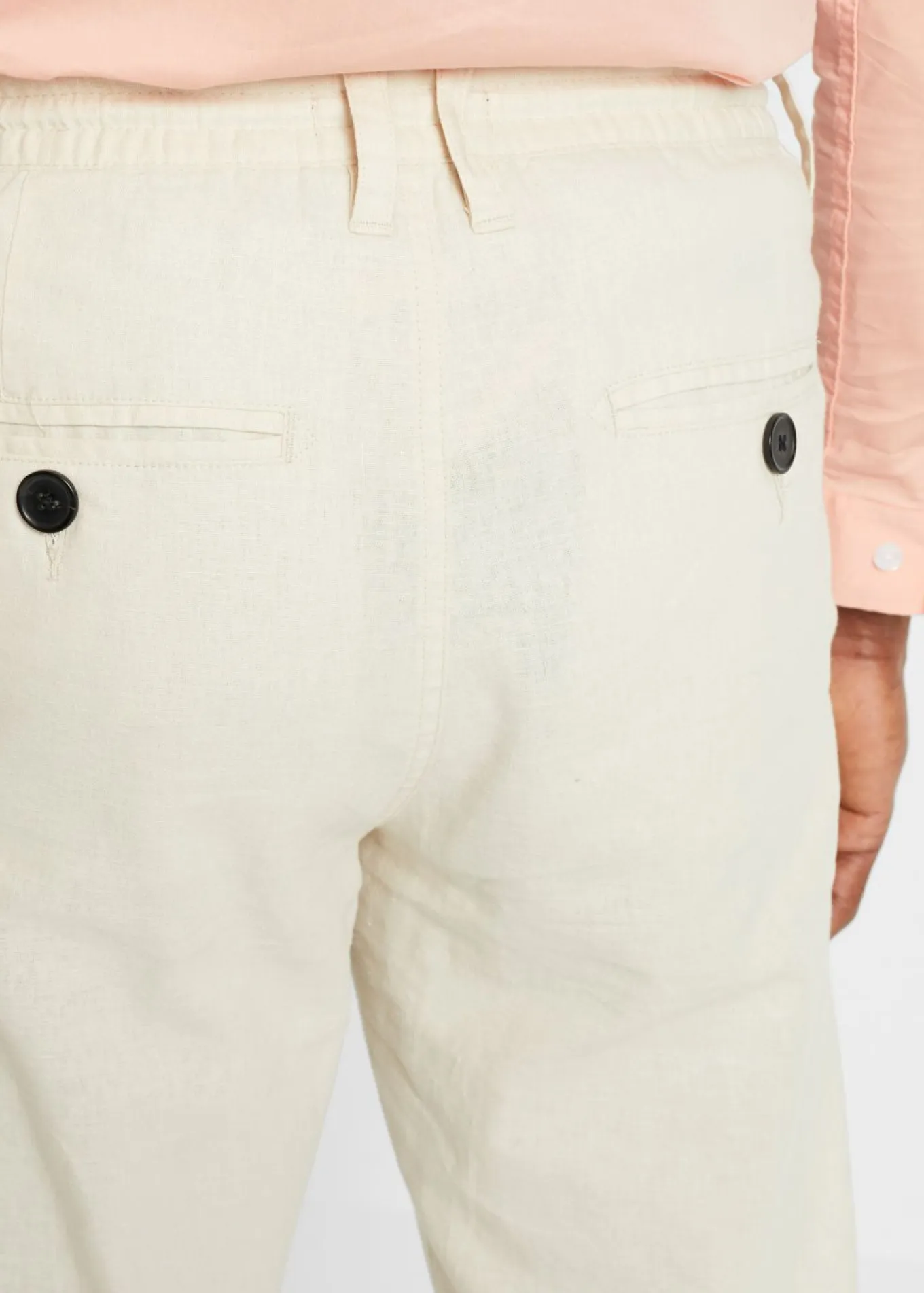 Pantalón sin cierre straight, relaxed fit, de mezcla de lino ligera
