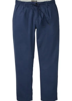 Pantalón sin cierre straight, relaxed fit, de mezcla de lino ligera