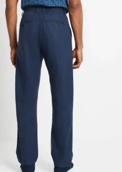 Pantalón sin cierre straight, relaxed fit, de mezcla de lino ligera