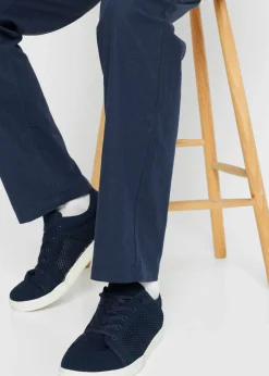 Pantalón sin cierre straight, relaxed fit, de mezcla de lino ligera