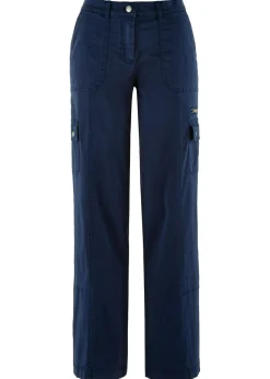 Pantalón tipo cargo de algodón, mid waist