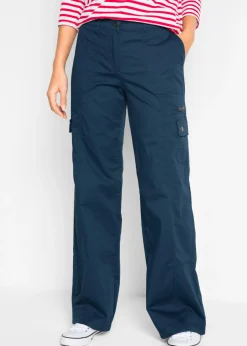 Pantalón tipo cargo de algodón, mid waist