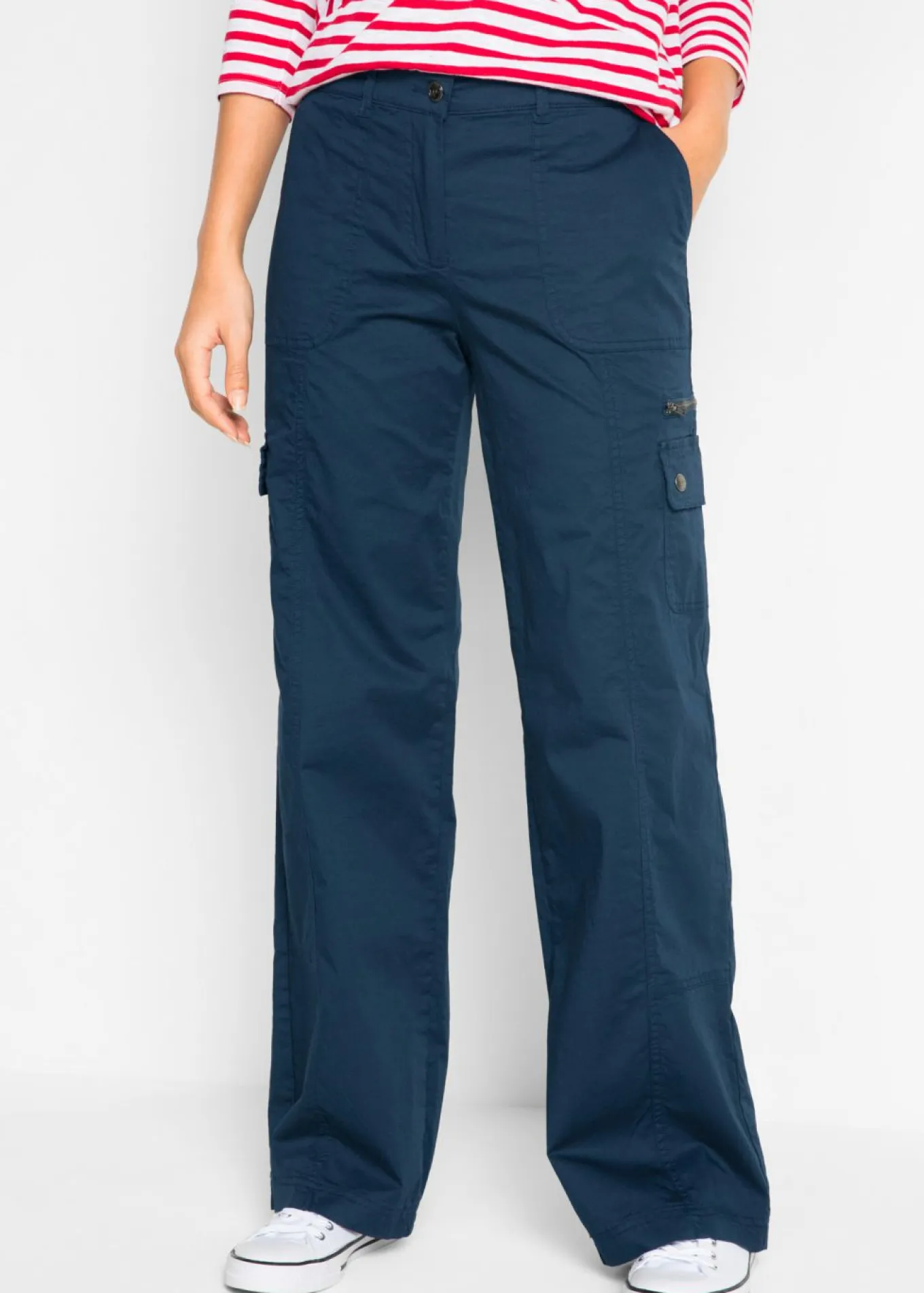 Pantalón tipo cargo de algodón, mid waist