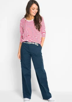 Pantalón tipo cargo de algodón, mid waist