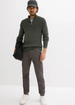 Pantalón tipo cargo de algodón puro con corte relajado, tapered